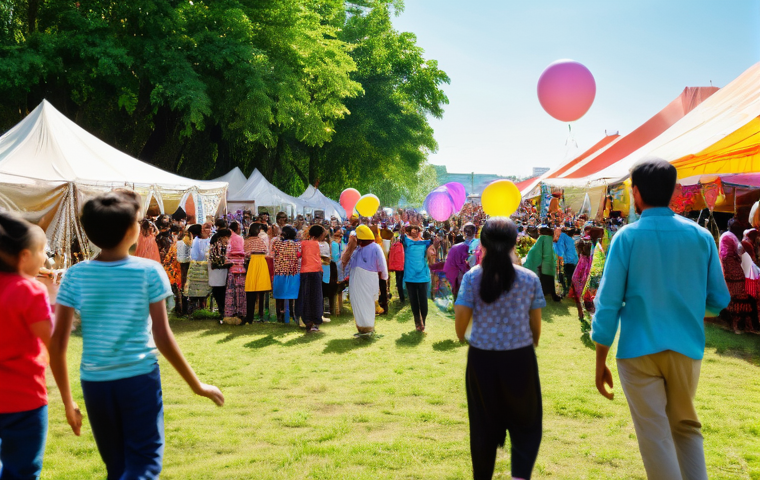문화콘텐츠 기획에서의 타깃층 분석 방법 - **A joyful and diverse group of people celebrating at an outdoor cultural festival.** The scene feat...