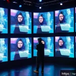Home 23 문화콘텐츠 기획 트렌드 전망 - A modern interactive theater performance blending traditional stage elements with digital technology...