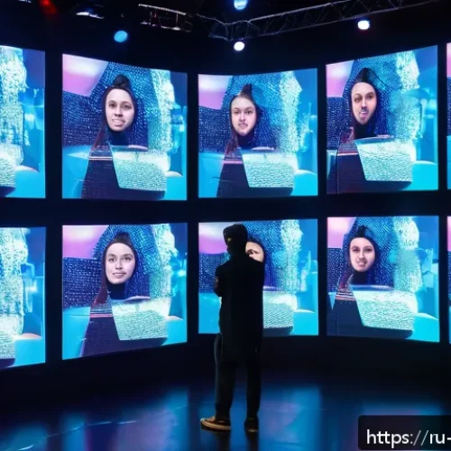 Home 17 문화콘텐츠 기획 트렌드 전망 - A modern interactive theater performance blending traditional stage elements with digital technology...