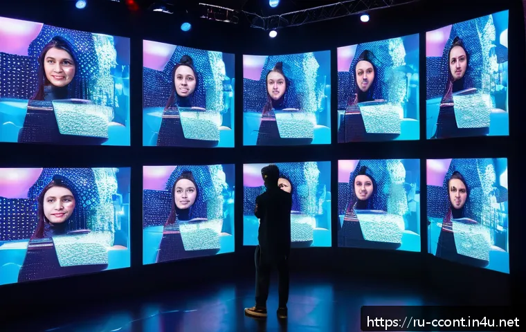 문화콘텐츠 기획 트렌드 전망 - A modern interactive theater performance blending traditional stage elements with digital technology...